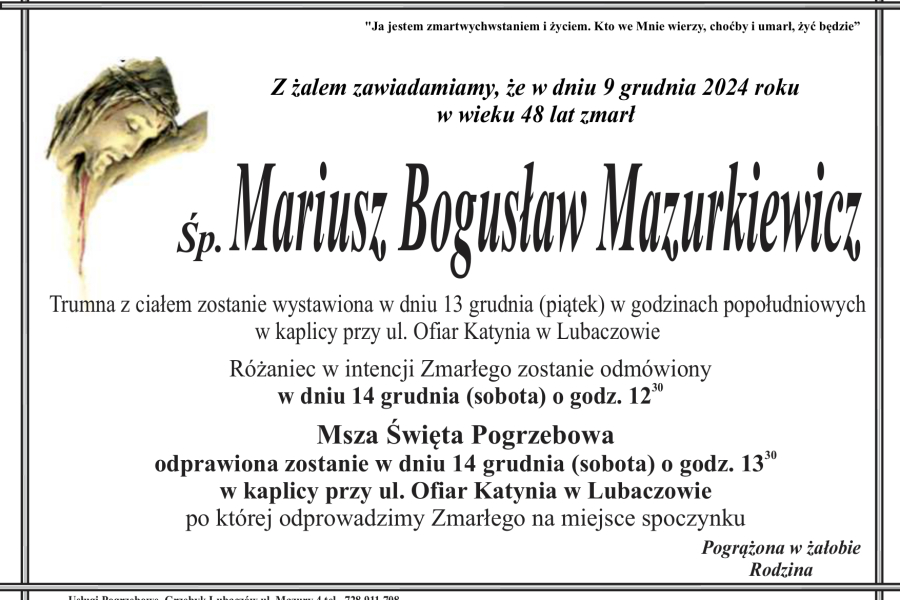 Zmarł Mariusz Bogusław Mazurkiewicz [48 lat]